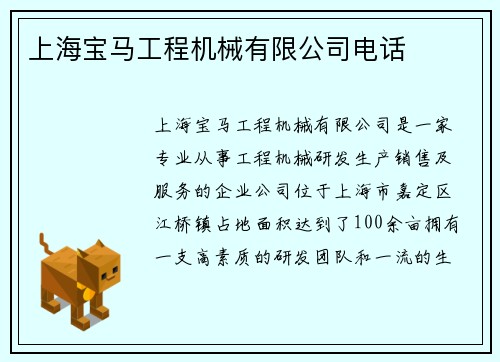 上海宝马工程机械有限公司电话