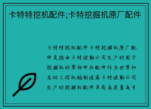 卡特特挖机配件;卡特挖掘机原厂配件
